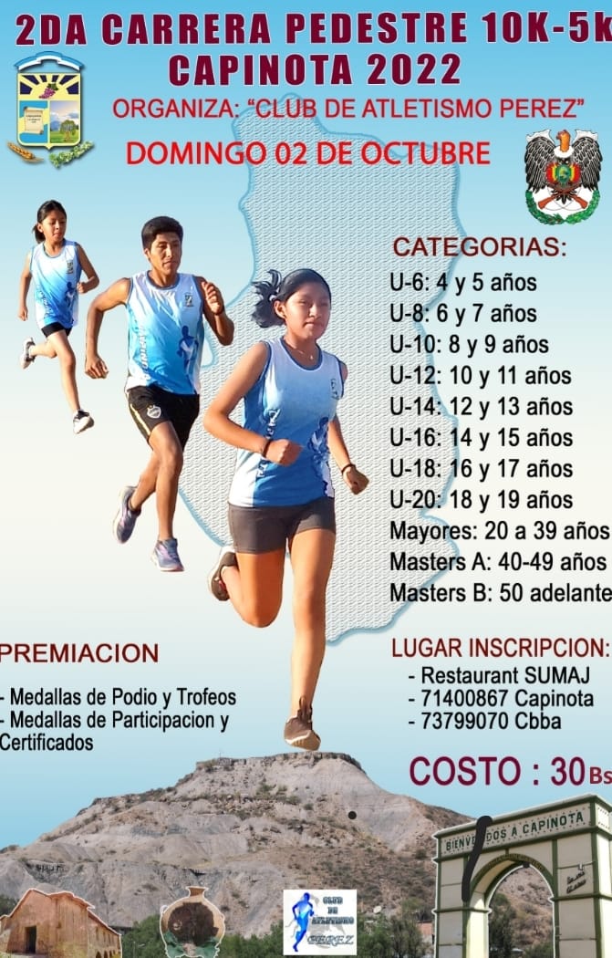 2da Carrera Pedestre 10k - 15k Capinota 2022