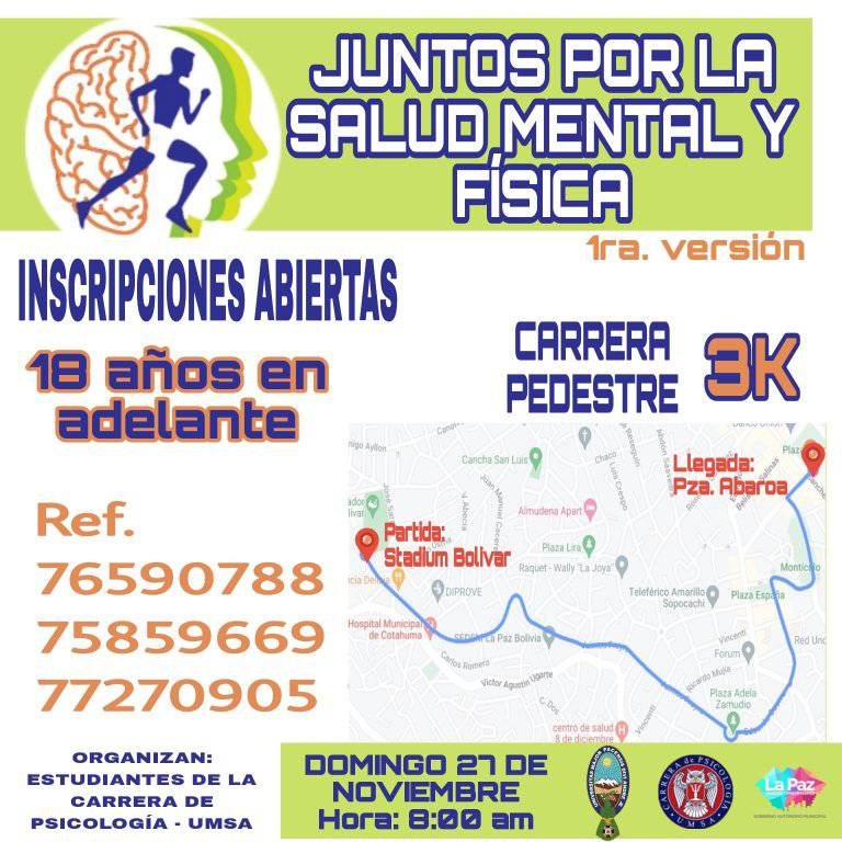 Carrera Pedestre 3K Juntos por la Salud Mental y Fisica