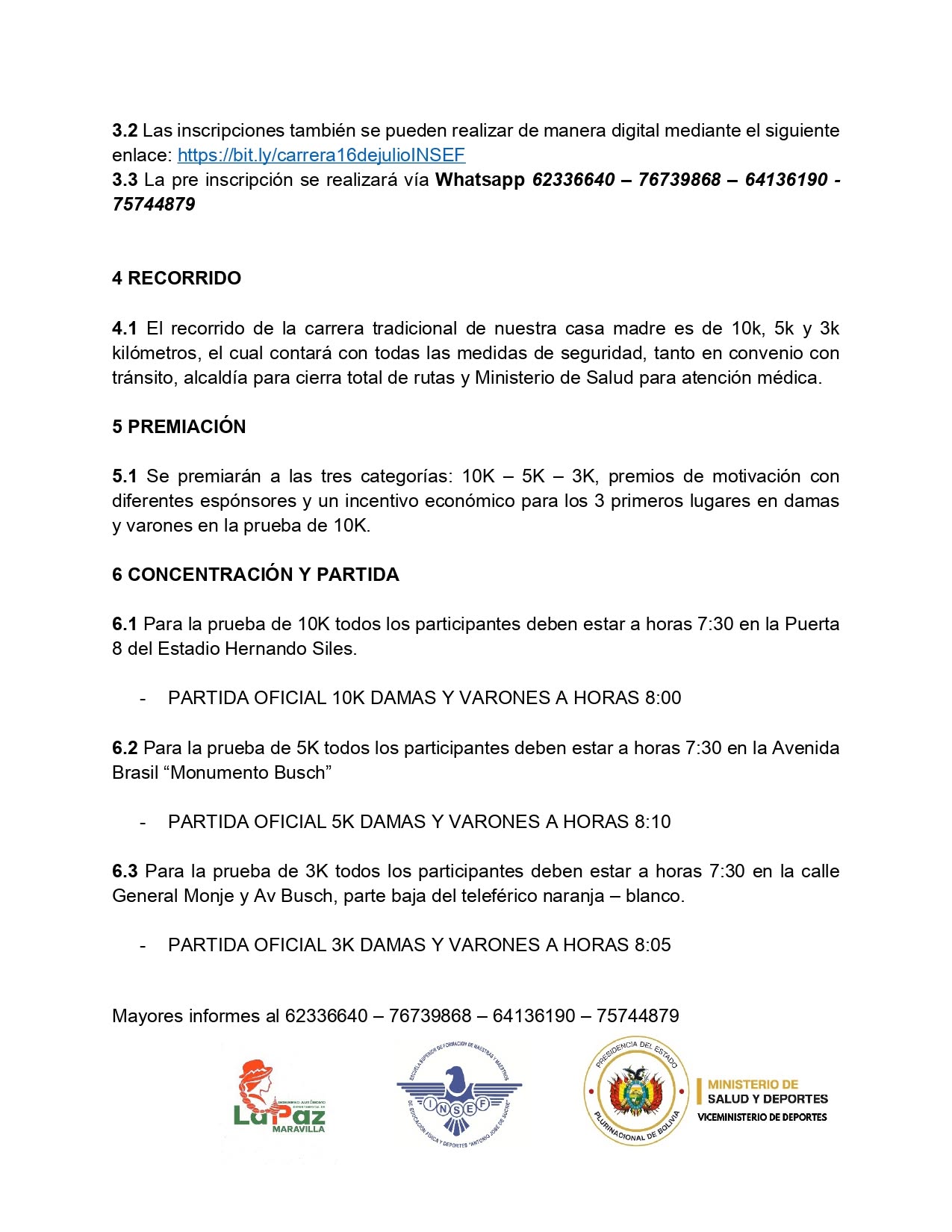 Carrera Pedestre 16 de Julio La Paz en movimiento