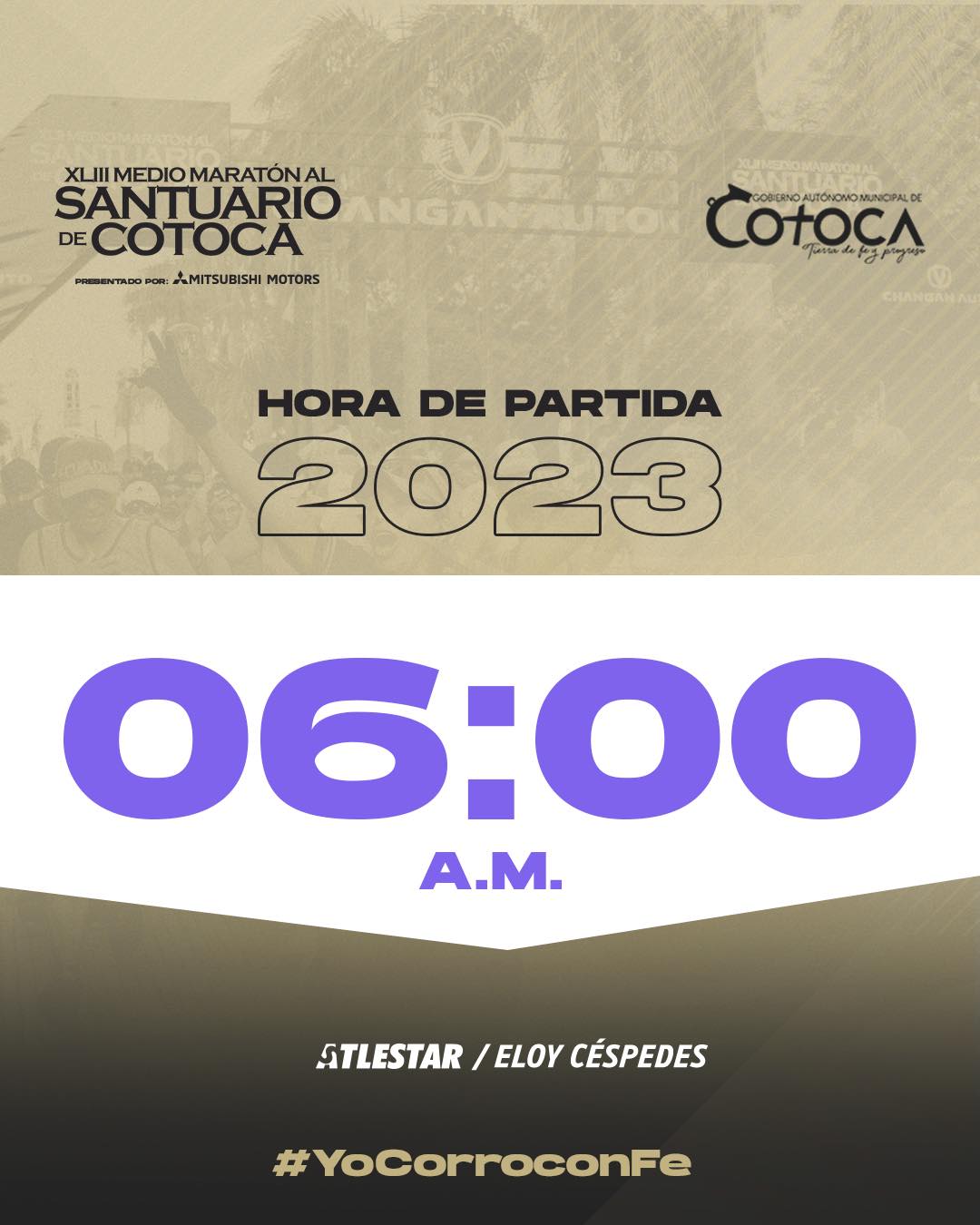 Horario de partida 06:00 para la Media Maraton al Santuario de Cotoca