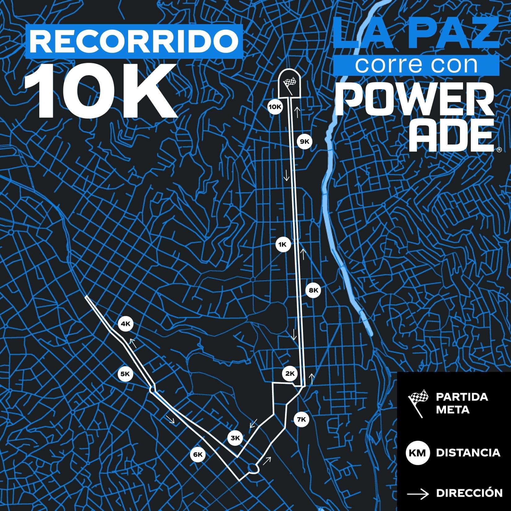 Recorrido La Paz corre con POWERADE 10K