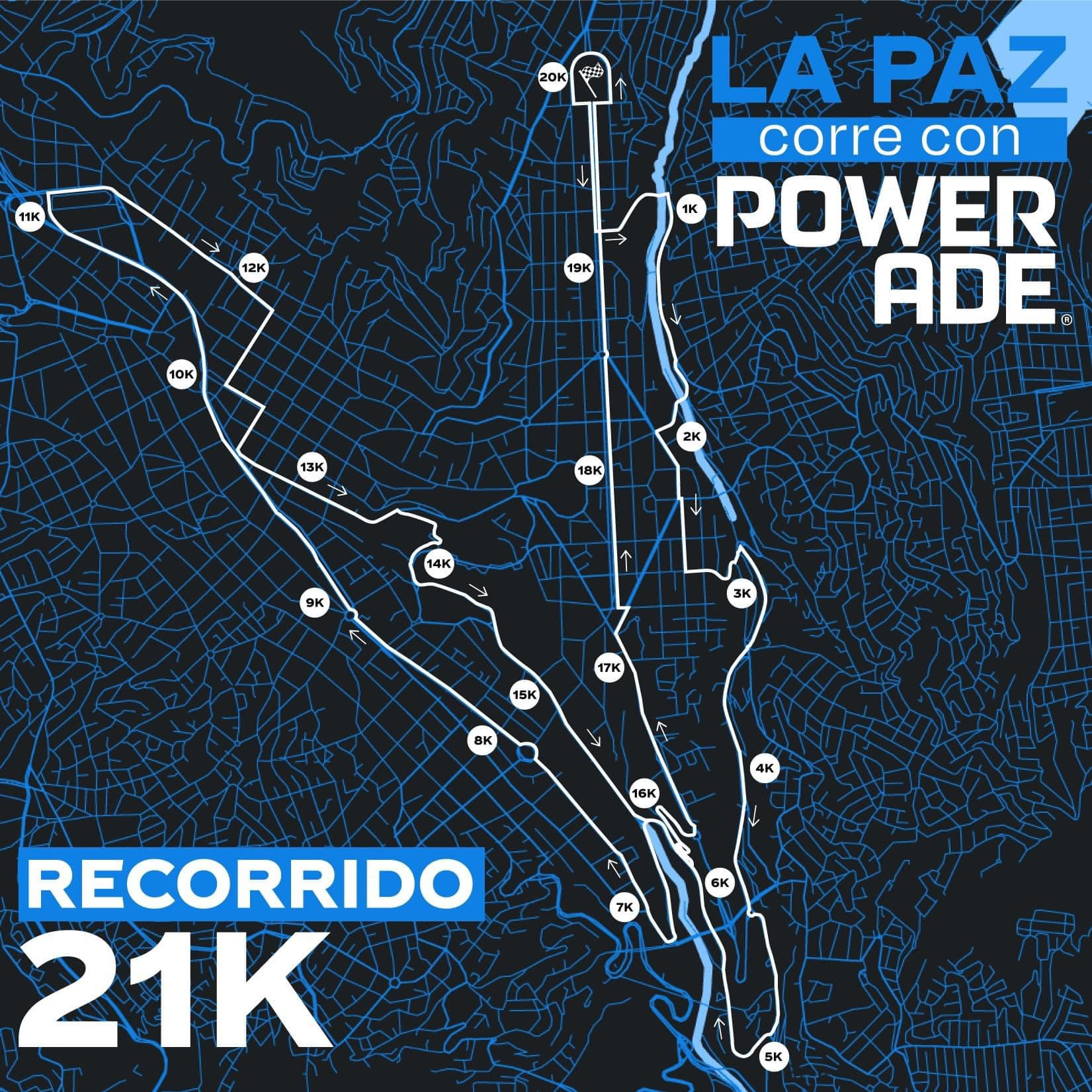 Recorrido La Paz corre con POWERADE 21K
