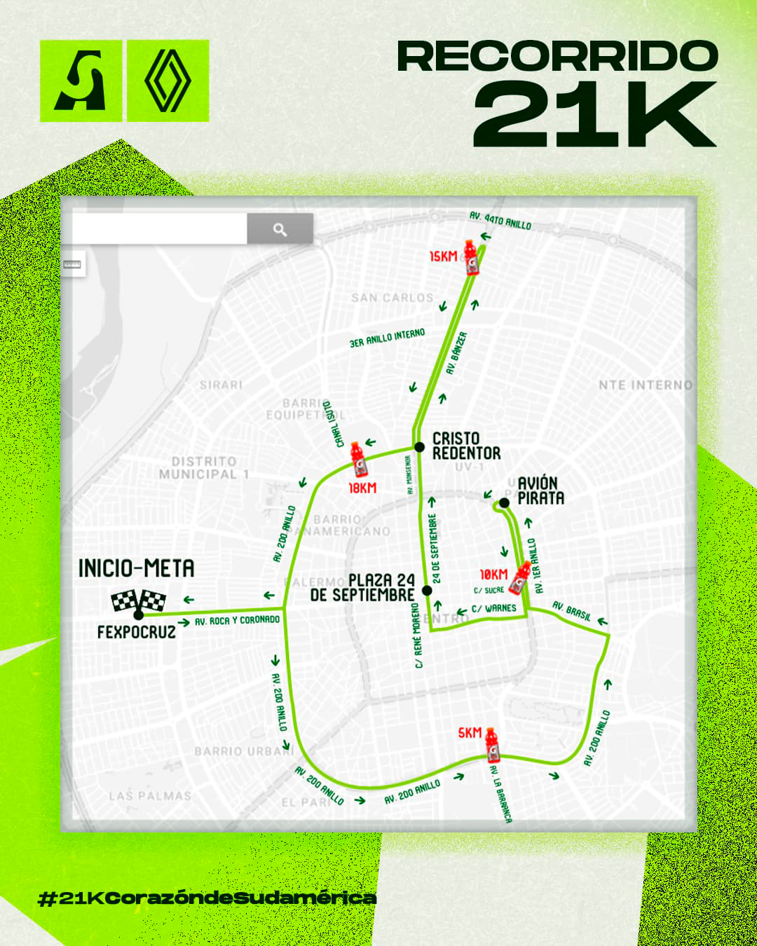 Recorrido 21K - Medio Maraton Santa Cruz